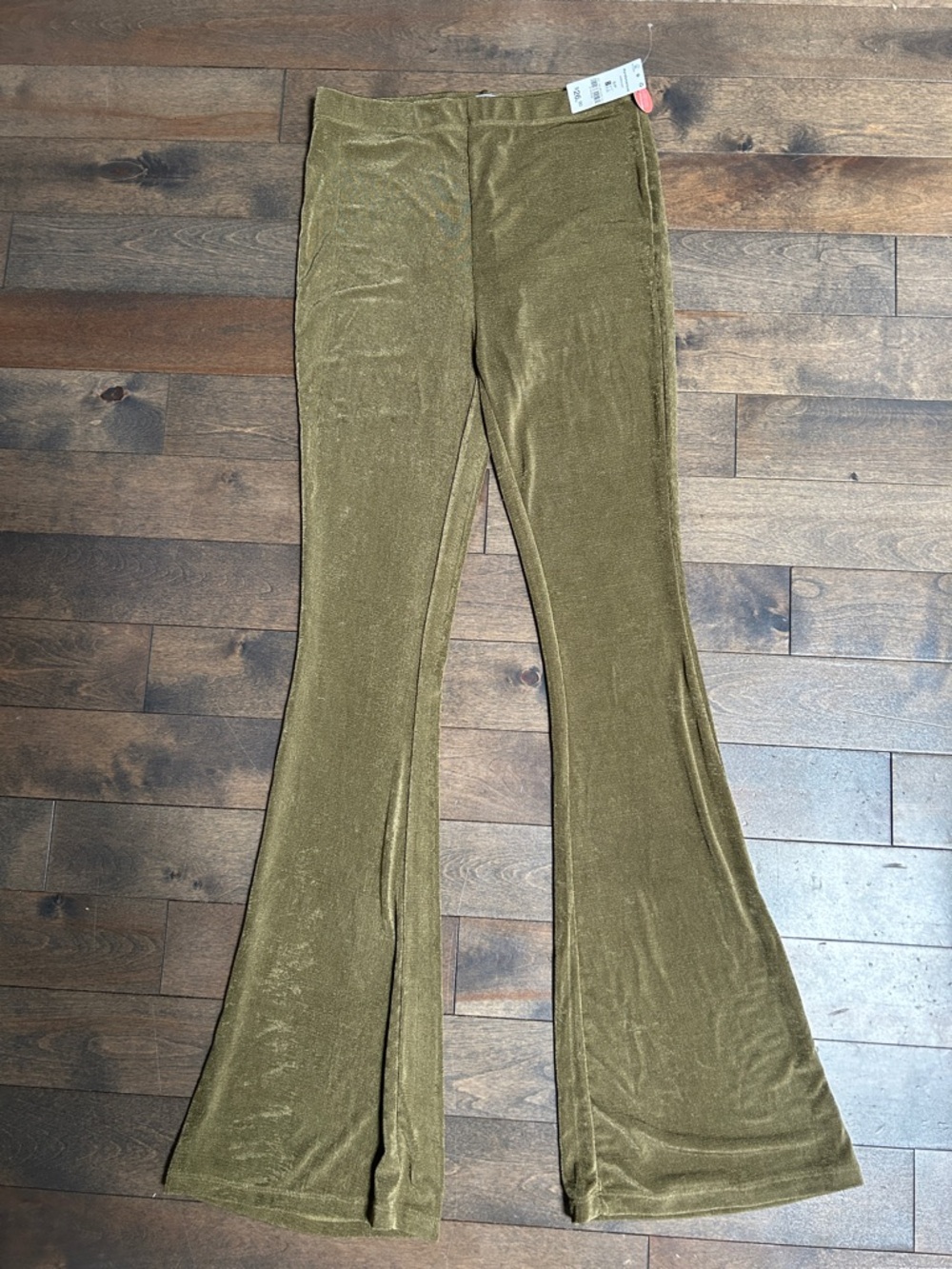 Olive Green shimmery Flared Pants